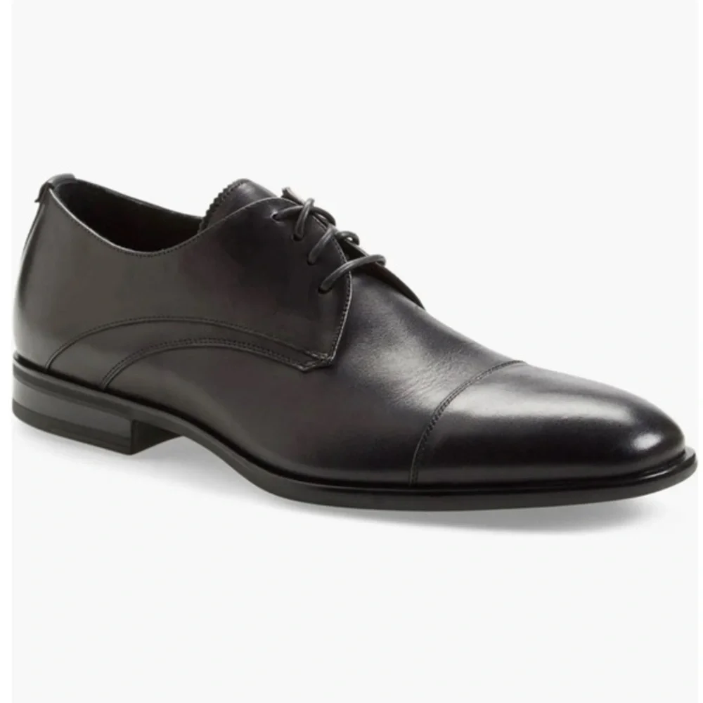 Aquatalia Men’s ABE‎ Black Leather Lace Up dress shoes size 10 made in Italy